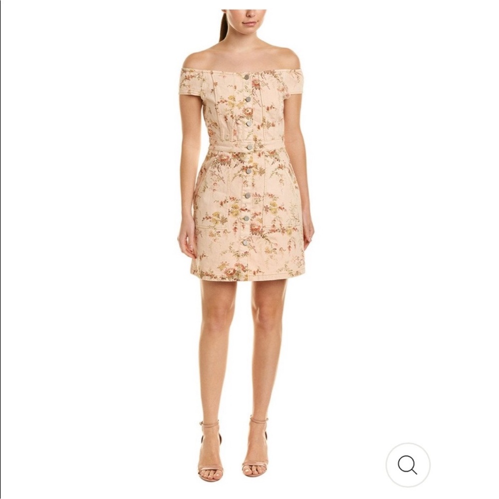 Rebecca Taylor La Vie Belle Bouquet Off Shoulder‎ Cotton Denim Mini dress Large